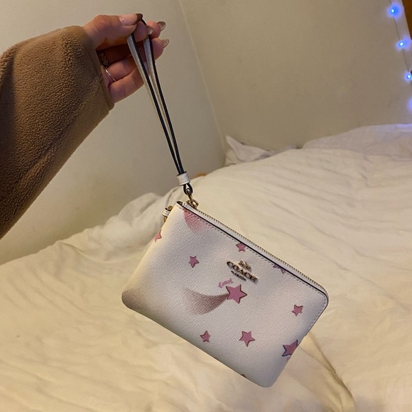 Coach Handbags - COACH White and Pink Mini Purse/Handbag with Shooting Stars